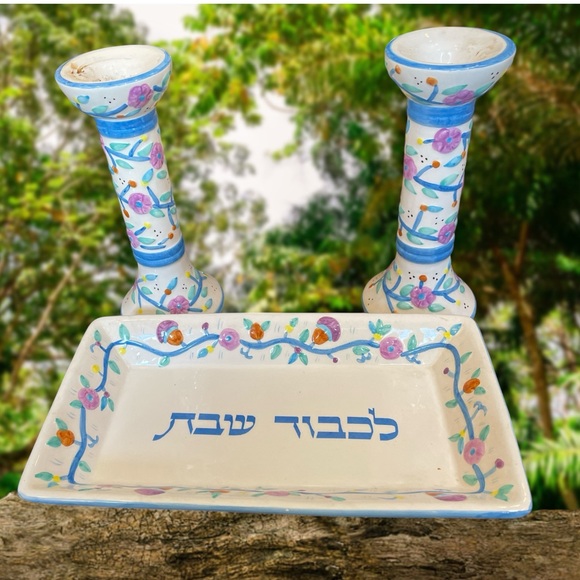 Jacob Rosenthal Collection Blue Candlestick s Set With Tray Judacia - Picture 6 of 7